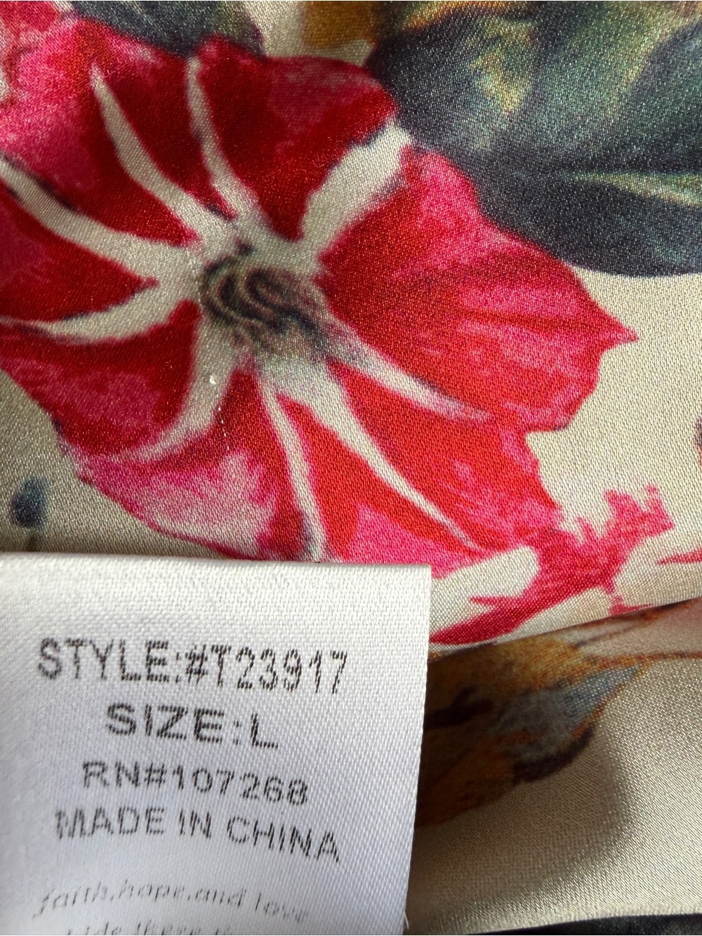 Gracia V-Neck Blouse, Floral, Balloon Sleeve, Sz Large - Picture 11 of 11